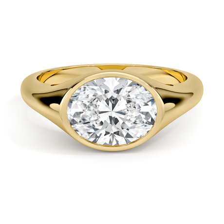 18K Yellow Gold East-West Bezel Solitaire Signet Ring