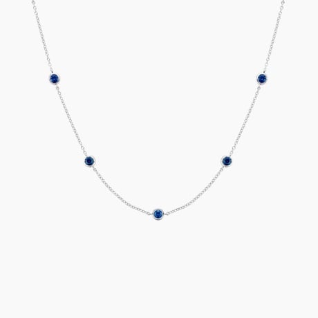 Sapphire September Birthstone Bezel Station Necklace