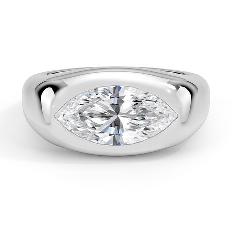 Platinum Sloane Flush Set Solitaire Dome Ring