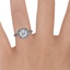 18K White Gold Black Rhodium Cadenza Halo Diamond Ring, smallzoomed in top view on a hand