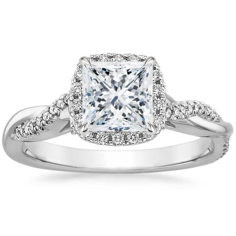 18K White Gold Petite Twisted Vine Halo Diamond Bridal Set (1/3 ct. tw.)