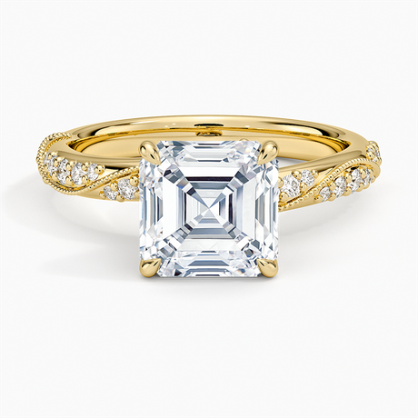 18K Yellow Gold Camellia Hidden Accent 2.5mm Diamond Ring