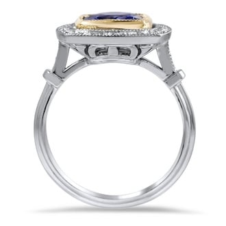Custom Mixed Metal Vintage Styled Fancy Halo Diamond Ring