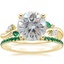 18K Yellow Gold Arden Diamond Ring with Lab Emerald Accents with Luxe Ballad Emerald Ring