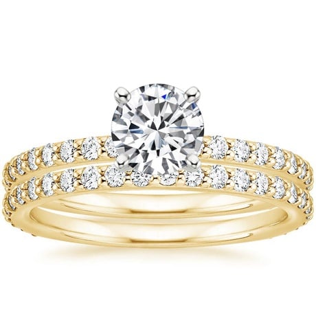 18K Yellow Gold Luxe Petite Shared Prong Diamond Bridal Set (3/4 ct. tw.)