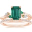 14K Rose Gold Arden Diamond Ring with Lab Emerald Accents with Luxe Ballad Diamond Ring (1/4 ct. tw.)