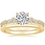 18K Yellow Gold Primrose Diamond Ring with Petite Comfort Fit Wedding Ring