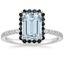 18K White Gold Waverly Halo Diamond Ring with Black Diamond Accents, smalltop view