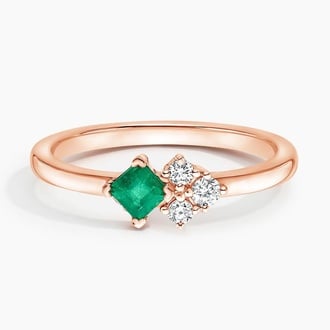 Paige Emerald and Diamond Ring in 14K Rose Gold