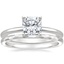 18K White Gold Four-Prong Petite Comfort Fit Ring with Matte Hammered Petite Comfort Fit Wedding Ring