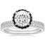 18KW Moissanite Waverly Diamond Ring with Black Diamond Accents with Luxe Ballad Diamond Ring, smalltop view