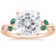 14K Rose Gold Willow Ring With Lab Emerald Accents, smalltop view
