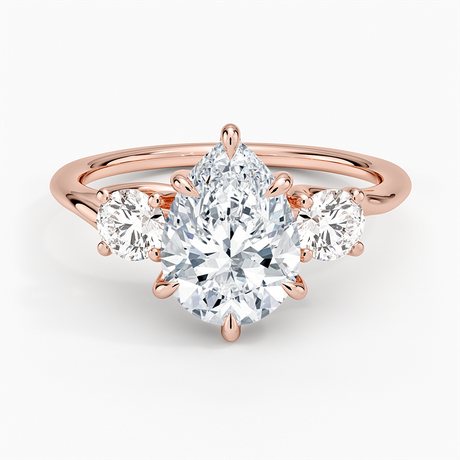 14K Rose Gold Luxe Delilah Three Stone Diamond Ring