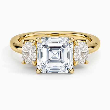 Faye Elongated Cushion Three Stone Diamond Ring