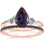 14K Rose Gold Camellia Indigo Milgrain Ring with Luxe Ballad Sapphire Ring