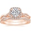 14K Rose Gold Petite Twisted Vine Halo Diamond Ring (1/4 ct. tw.) with Petite Luxe Twisted Vine Diamond Ring
