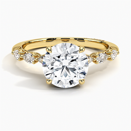 18K Yellow Gold Tacori Sculpted Crescent Pear Diamond Ring