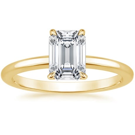18K Yellow Gold Elodie Ring with Crescent Diamond Ring