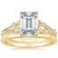 18K Yellow Gold Begonia Vine Diamond Ring (1/2 ct. tw.) with Petite Comfort Fit Wedding Ring