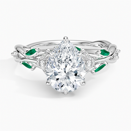 18K White Gold Secret Garden Lab Emerald and Diamond Ring (1/4 ct. tw.)