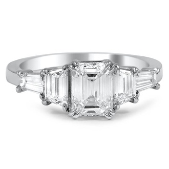 Custom Trapezoid and Tapered Baguette Five Stone Engagement Ring
