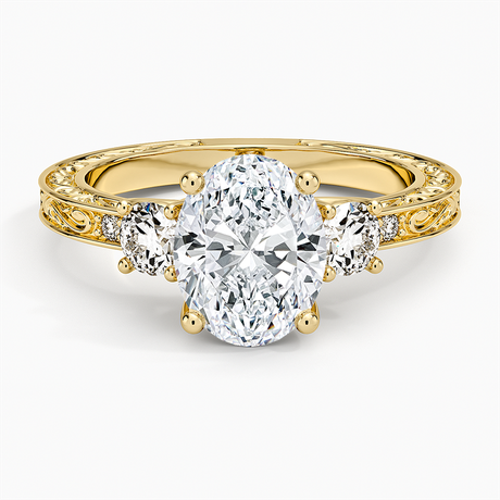 Antique Scroll Engraved Three Stone Diamond Ring (1/3 ct. tw.)