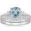 18KW Aquamarine Antique Scroll Three Stone Trellis Diamond Bridal Set, smalltop view