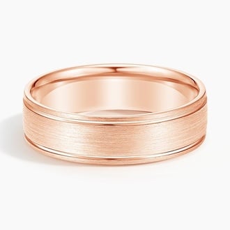 Mojave Matte with Grooves 6mm Wedding Ring in 14K Rose Gold
