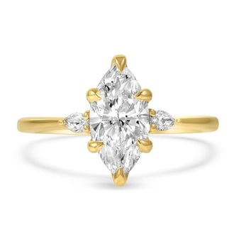 Custom Three Stone Pear Diamond Ring
