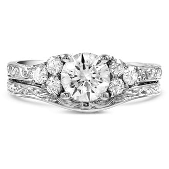 Custom Hand-Engraved Diamond Trio Bridal Set