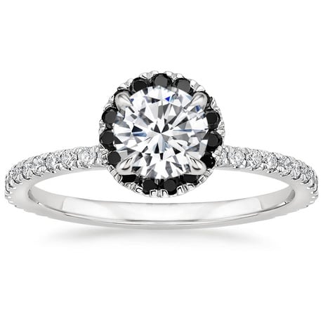 18K White Gold Waverly Diamond Ring with Black Diamond Accents with Luxe Ballad Diamond Ring