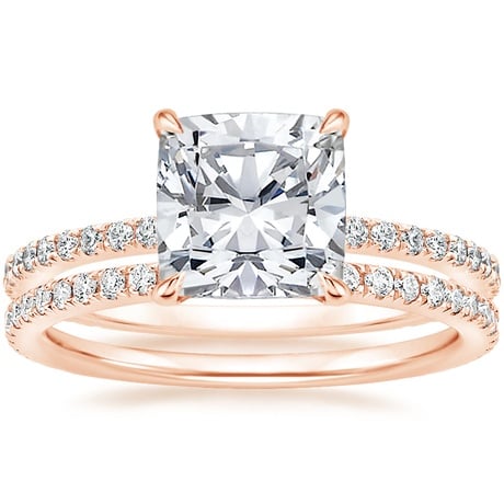 14K Rose Gold Demi Diamond Ring with Luxe Ballad Diamond Ring