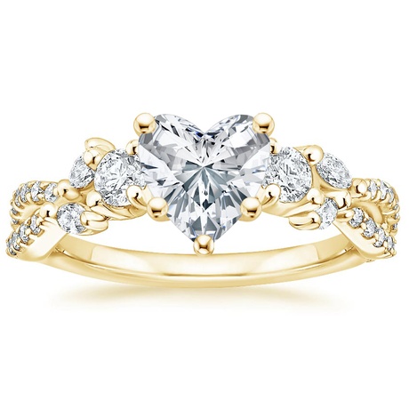 18K Yellow Gold Three Stone Luxe Willow Diamond Ring with Luxe Winding Willow Diamond Ring