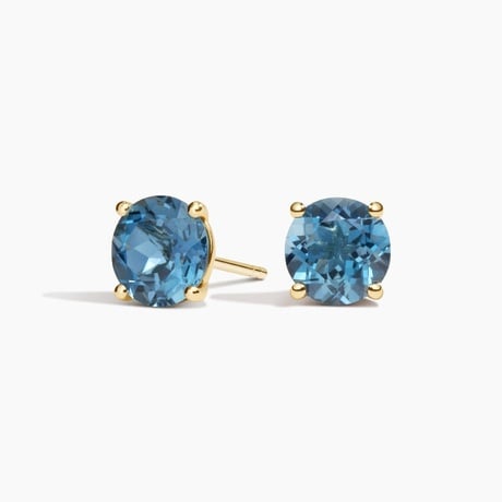 London Blue Topaz Solitaire Stud Earrings