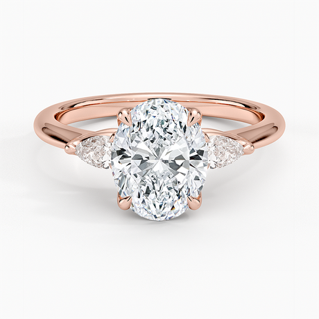 14K Rose Gold Petite Fleur Three Stone Diamond Ring
