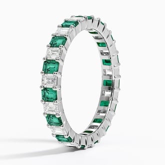 Eternity Lab Emerald and Diamond Ring in 18K White Gold