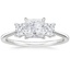 18K White Gold Princess Cut Three Stone Diamond Ring, smalltop view
