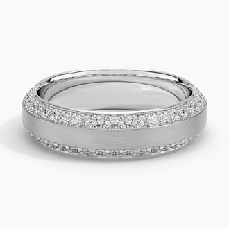 Beveled Edge Matte Eternity Lab Diamond 6mm Wedding Ring (1 ct. tw.) in 18K White Gold