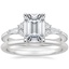 18K White Gold Yvonne Diamond Ring with Petite Comfort Fit Wedding Ring