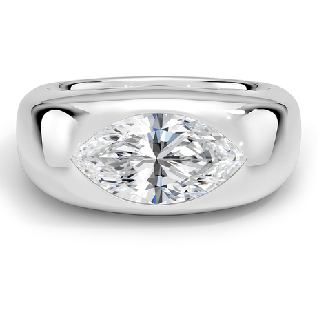Platinum Sloane Flush Set Solitaire Dome Ring
