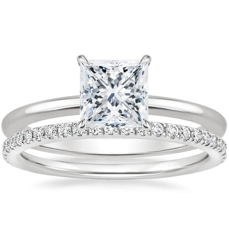 18K White Gold Petite Elodie Ring with Luxe Ballad Diamond Ring