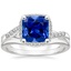18K White Gold Chamise Halo Diamond Ring (1/5 ct. tw.) with Petite Curved Wedding Ring