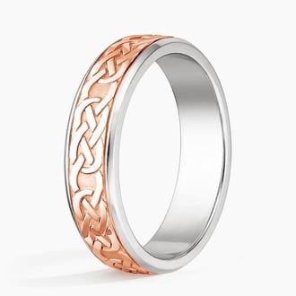 Mixed Metal Celtic Eternity Knot 6mm Wedding Ring in 14K Rose Gold