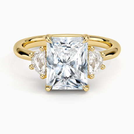18K Yellow Gold Half Moon Three Stone Diamond Ring (1/4 ct. tw.)