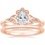14K Rose Gold Celtic Crown Diamond Ring with Petite Comfort Fit Wedding Ring