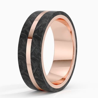 Avenue Black 7mm Wedding Ring in 14K Rose Gold
