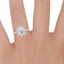 18K White Gold Reina Halo Diamond Ring, smallzoomed in top view on a hand