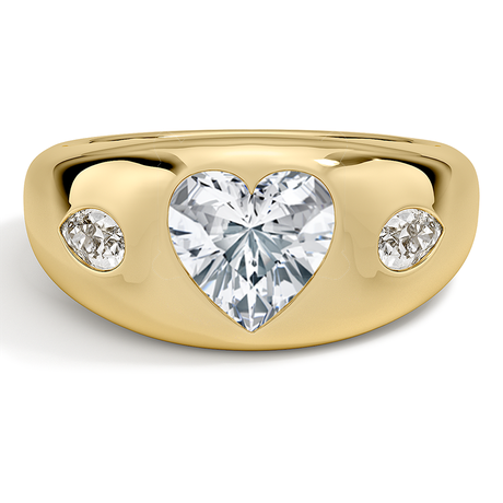 18K Yellow Gold Sloane Flush Set Three Stone Diamond Dome Ring