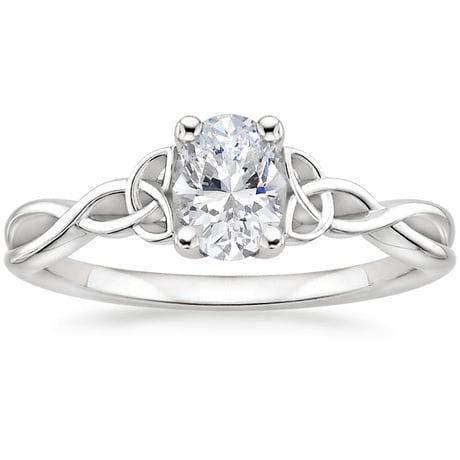18K White Gold Entwined Celtic Love Knot Ring with Celtic Knot Diamond Ring