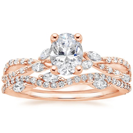 14K Rose Gold Luxe Willow Diamond Ring (1/4 ct. tw.) with Luxe Winding Willow Diamond Ring (1/4 ct. tw.)